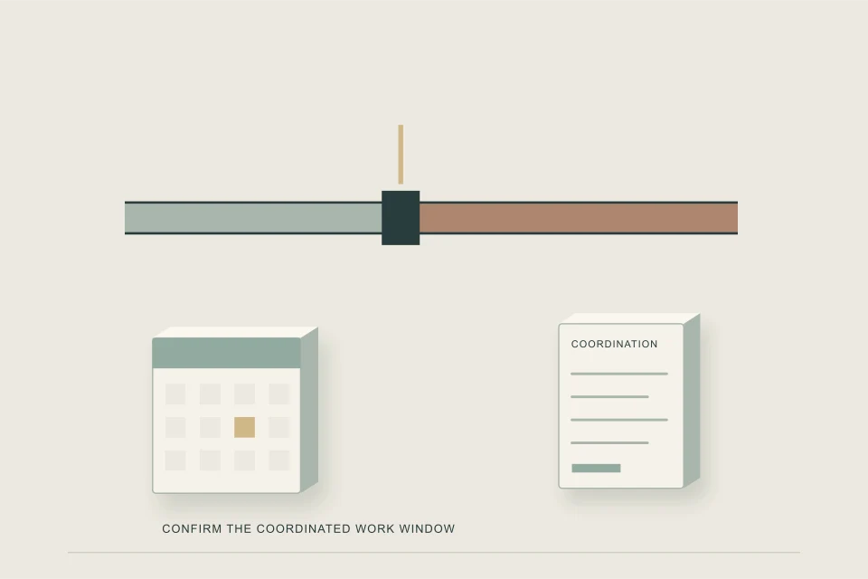 Conceptual illustration of private replacement commitment record and utility scheduling calendar