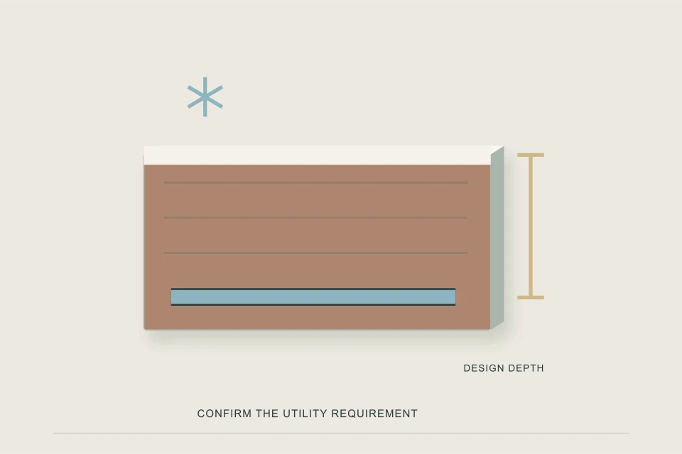 Conceptual illustration of soil section water-service depth and separate winter surface condition